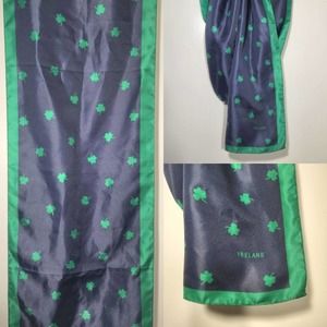 Celtic Thunder Long Shamrock Scarf Navy Blue and Green Ireland Irish